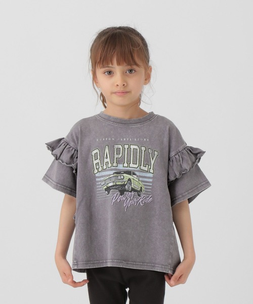 GLOBAL WORK(グローバルワーク)の「ヴィンテージ加工フリル/T/327189(Tシャツ/カットソー・キッズ・グレー系8/グレー系9・110cm/100cm/120cm)」の6枚目の写真