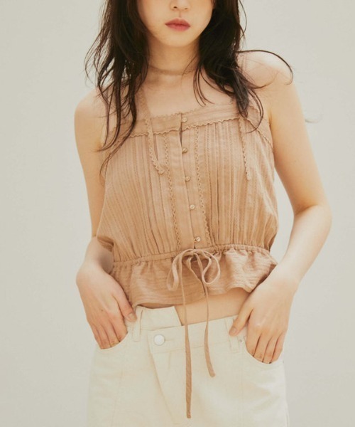 archives（アルシーヴ）の「コットンレースピンタックビスチェ（その他トップス・レディース・オフホワイト/ブラック/ベージュ・MEDIUM）」の2枚目の写真