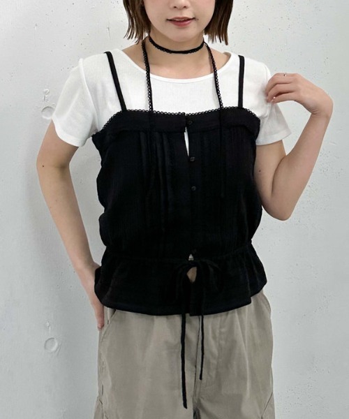 archives（アルシーヴ）の「コットンレースピンタックビスチェ（その他トップス・レディース・オフホワイト/ブラック/ベージュ・MEDIUM）」の3枚目の写真