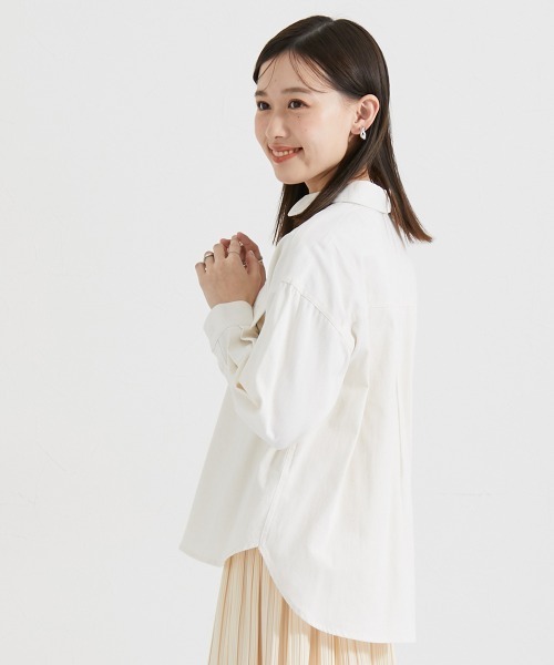 Petitjo（プッチージョ）の「小さいサイズ　綿100％フラップ付き長袖シャツ　低身長さん・小柄女性（シャツ/ブラウス・レディース・キナリ/ブルー系その他・PS/PM）」の4枚目の写真