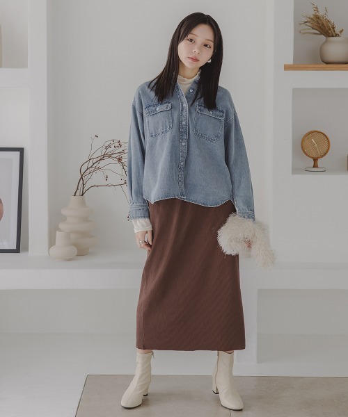 Petitjo（プッチージョ）の「小さいサイズ　綿100％フラップ付き長袖シャツ　低身長さん・小柄女性（シャツ/ブラウス・レディース・キナリ/ブルー系その他・PS/PM）」の6枚目の写真