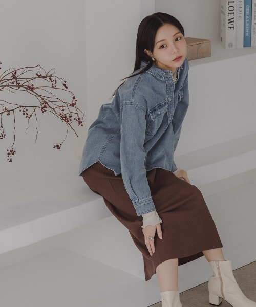 Petitjo（プッチージョ）の「小さいサイズ　綿100％フラップ付き長袖シャツ　低身長さん・小柄女性（シャツ/ブラウス・レディース・キナリ/ブルー系その他・PS/PM）」の13枚目の写真