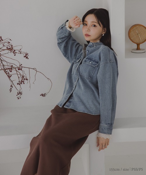 Petitjo（プッチージョ）の「小さいサイズ　綿100％フラップ付き長袖シャツ　低身長さん・小柄女性（シャツ/ブラウス・レディース・キナリ/ブルー系その他・PS/PM）」の15枚目の写真