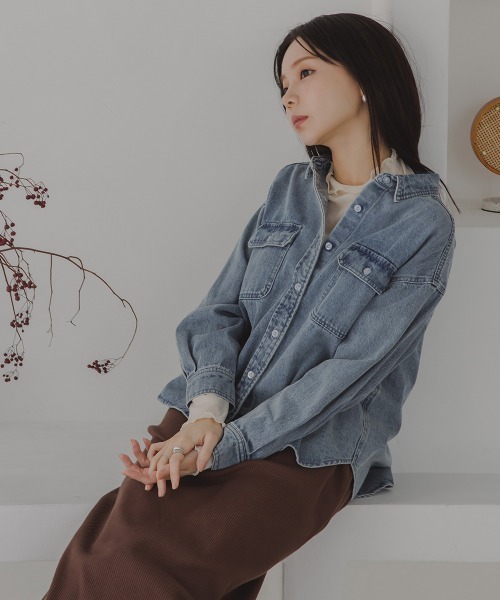 Petitjo（プッチージョ）の「小さいサイズ　綿100％フラップ付き長袖シャツ　低身長さん・小柄女性（シャツ/ブラウス・レディース・キナリ/ブルー系その他・PS/PM）」の16枚目の写真