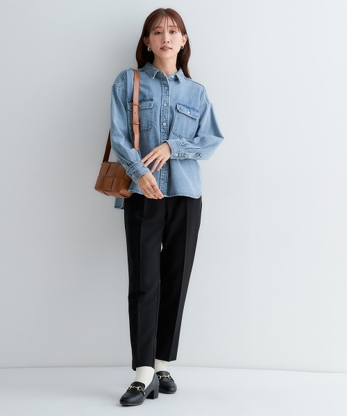 Petitjo（プッチージョ）の「小さいサイズ　綿100％フラップ付き長袖シャツ　低身長さん・小柄女性（シャツ/ブラウス・レディース・キナリ/ブルー系その他・PS/PM）」の22枚目の写真