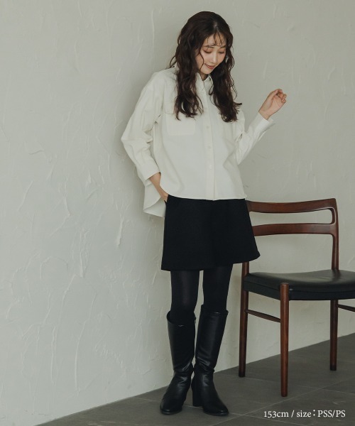 Petitjo(プッチージョ)の「小さいサイズ 綿100%フラップ付き長袖シャツ 低身長さん・小柄女性(シャツ/ブラウス・レディース・キナリ/ブルー系その他/ブラック系その他・PS/PM)」の20枚目の写真