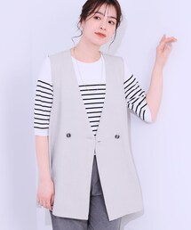DRESKIP | 【洗える】洗濯後しわになりにくい 麻調ダブルベスト(ベスト)