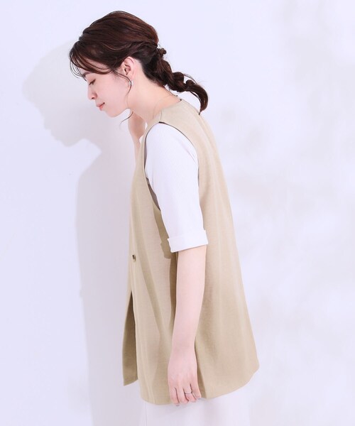 DRESKIP(ドレスキップ)の「【洗える】洗濯後しわになりにくい 麻調ダブルベスト(ベスト・レディース・ブラック/ライトグレー/ベージュ・01/02/03/04)」の12枚目の写真