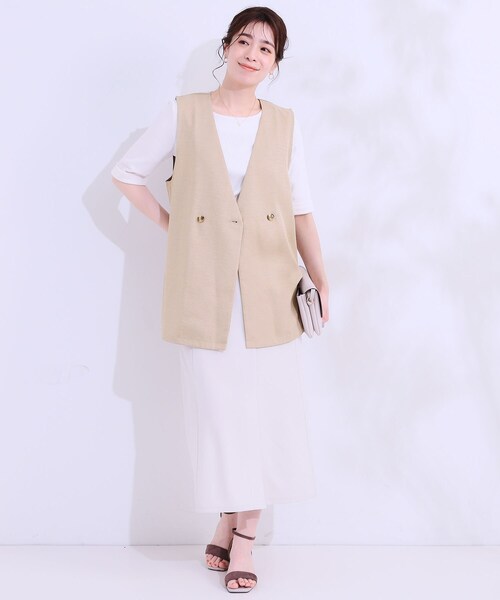 DRESKIP(ドレスキップ)の「【洗える】洗濯後しわになりにくい 麻調ダブルベスト(ベスト・レディース・ブラック/ライトグレー/ベージュ・01/02/03/04)」の13枚目の写真