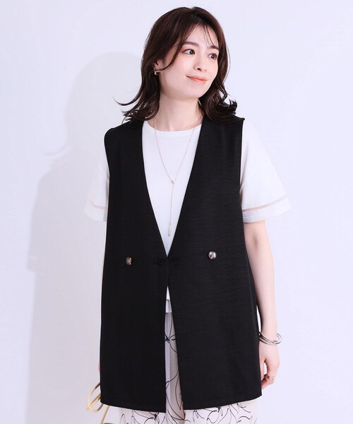 DRESKIP(ドレスキップ)の「【洗える】洗濯後しわになりにくい 麻調ダブルベスト(ベスト・レディース・ブラック/ライトグレー/ベージュ・01/02/03/04)」の19枚目の写真