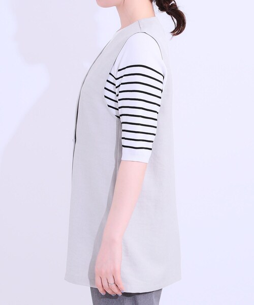 DRESKIP(ドレスキップ)の「【洗える】洗濯後しわになりにくい 麻調ダブルベスト(ベスト・レディース・ブラック/ライトグレー/ベージュ・01/02/03/04)」の5枚目の写真