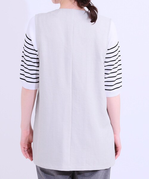 DRESKIP(ドレスキップ)の「【洗える】洗濯後しわになりにくい 麻調ダブルベスト(ベスト・レディース・ブラック/ライトグレー/ベージュ・01/02/03/04)」の6枚目の写真