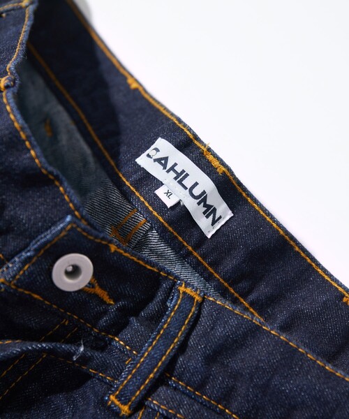 美シルエット✨CAHLUMN カウラム デニムパンツ 青耳 紐ベルト 濃紺 XL CAHLUMN ジーンズ CAHLUMN/カウラム Selvedge Denim Pant “Baggy