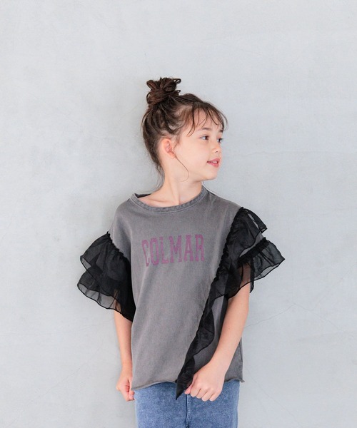 BAYFLOW（ベイフロー）の「[トレンドデザイン☆リメイク風]オーガンジーフリルT(KIDS)（Tシャツ/カットソー・キッズ・ブルー/チャコール/アイボリー/テラコッタ/イエロー・110cm/130cm/150cm/120cm/140cm）」の3枚目の写真