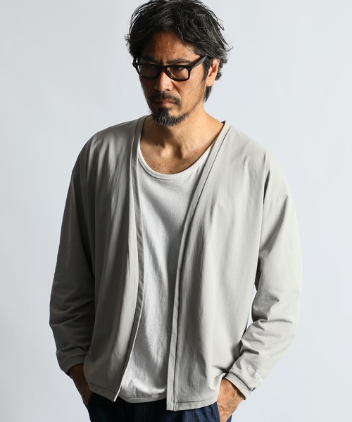 The DUFFER of ST.GEORGE（ザダファーオブセントジョージ）の「「AIR FLEX」MOSS STITCH "KINAGASI" CARDIGAN：高収縮機能素材「エアフレックス」鹿の子編み 着流しカーディガン（カーディガン/ボレロ・メンズ・ネイビー/ライトグレー/ホワイト・X-LARGE/LARGE/MEDIUM/SMALL）」の6枚目の写真