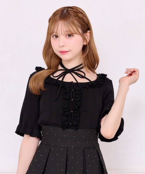 お値下げ　EPOCA レース　フリル袖　綺麗め　万能ニット　1枚着　黒色 お値下げ EPOCA レース フリル袖 綺麗め 万能ニット 1枚着 黒色