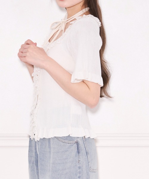 apres jour(アプレジュール)の「フリルレースニットトップス(ニット/セーター・レディース・ホワイト/ブラック・X-LARGE/フリー)」の5枚目の写真