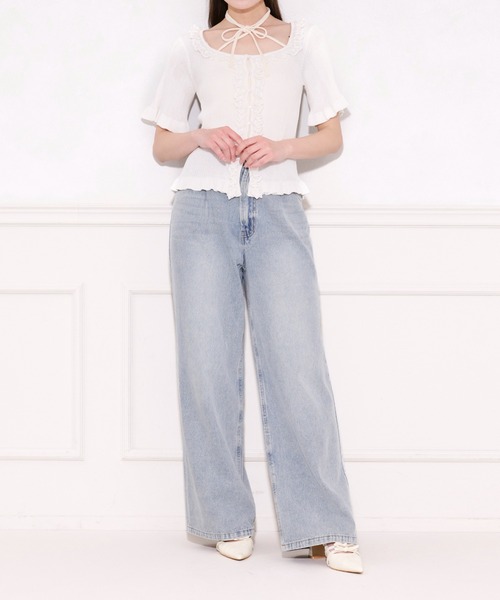 apres jour(アプレジュール)の「フリルレースニットトップス(ニット/セーター・レディース・ホワイト/ブラック・X-LARGE/フリー)」の6枚目の写真