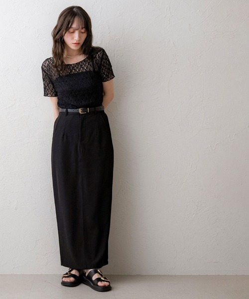 NOAHL(ノアル)の「【NOAHL】シアーレーストップス(Tシャツ/カットソー・レディース・ブラック/ホワイト/グリーン系・FS)」の6枚目の写真