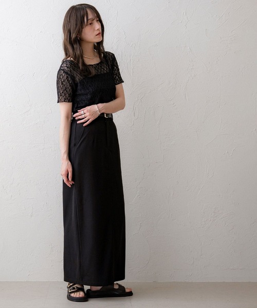 NOAHL(ノアル)の「【NOAHL】シアーレーストップス(Tシャツ/カットソー・レディース・ブラック/ホワイト/グリーン系・FS)」の8枚目の写真