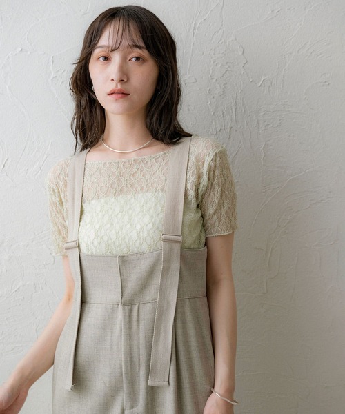 NOAHL(ノアル)の「【NOAHL】シアーレーストップス(Tシャツ/カットソー・レディース・ブラック/ホワイト/グリーン系・FS)」の13枚目の写真