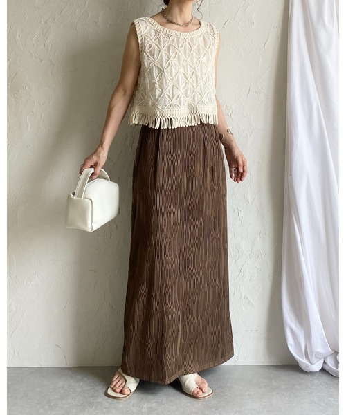 She's Closet（シーズクローゼット）の「フリンジレースクロシェ編みノースリーブベストトップス（ベスト・レディース・ホワイト/アイボリー・FREE）」の11枚目の写真