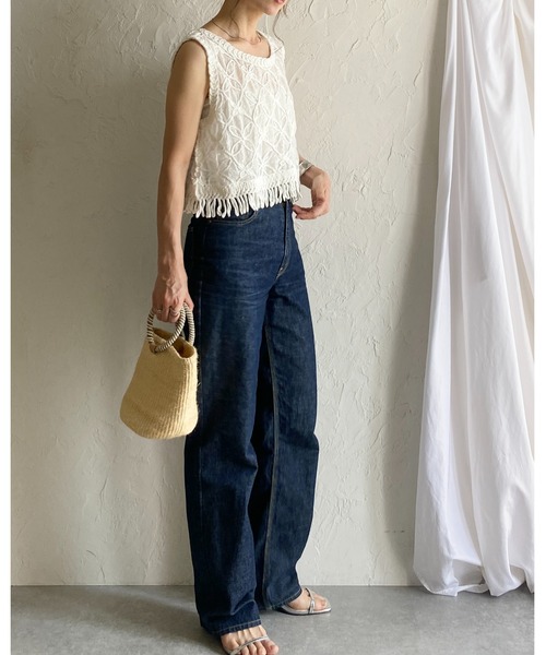 She's Closet（シーズクローゼット）の「フリンジレースクロシェ編みノースリーブベストトップス（ベスト・レディース・ホワイト/アイボリー・FREE）」の13枚目の写真