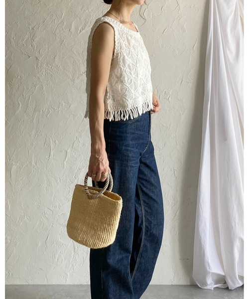 She's Closet（シーズクローゼット）の「フリンジレースクロシェ編みノースリーブベストトップス（ベスト・レディース・ホワイト/アイボリー・FREE）」の14枚目の写真