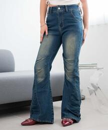 WEGO | WEGO/【25年春夏新作】ギャザーデニムフレアパンツ(デニムパンツ)