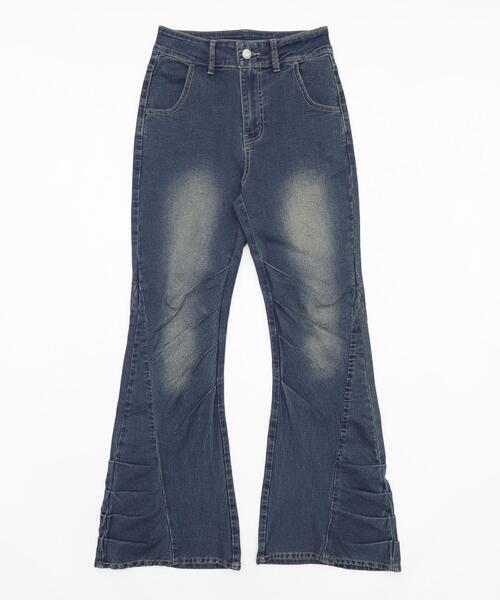 WEGO（ウィゴー）の「WEGO/ギャザーデニムフレアパンツ（デニムパンツ・レディース・コバルトブルー・MEDIUM/SMALL）」の8枚目の写真