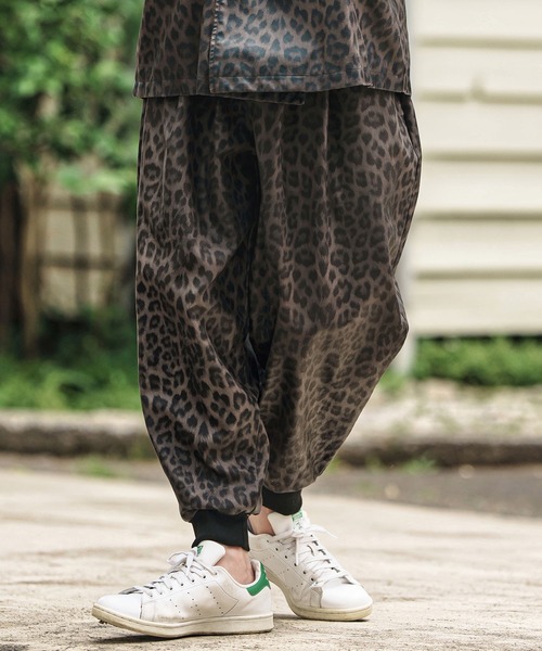 mp13804- Leopard Synthetic Leather Jogger Pants レザージョガー