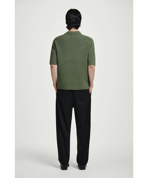 COS コス スリム コットンシルク ニットポロシャツ ダークグリーン KNITTED SILK POLO SHIRT ニットシルクポロシャツ｜COS コス
