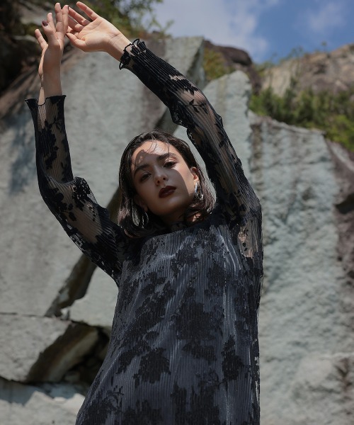 2WAYベロアフロッキープリーツワンピースドレス（ベロアキャミワンピース付） Callarus ドレス 2WAYベロアフロッキープリーツワンピースドレス