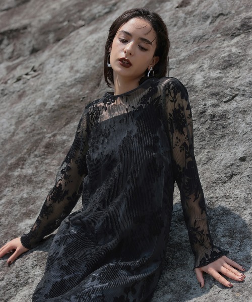 2WAYベロアフロッキープリーツワンピースドレス（ベロアキャミワンピース付） Callarus ドレス 2WAYベロアフロッキープリーツワンピースドレス