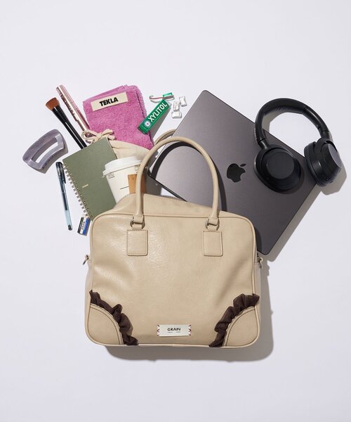 GRAIN（グレイン）の「【GRAIN/グレイン】2WAYヴィンテージチュールボストンバッグ（ショルダーバッグ・レディース・アイボリー/ブラウン/パープル/ブラック・FREE）」の2枚目の写真