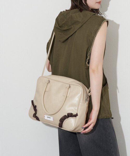 GRAIN（グレイン）の「【GRAIN/グレイン】2WAYヴィンテージチュールボストンバッグ（ショルダーバッグ・レディース・アイボリー/ブラウン/パープル/ブラック・FREE）」の12枚目の写真