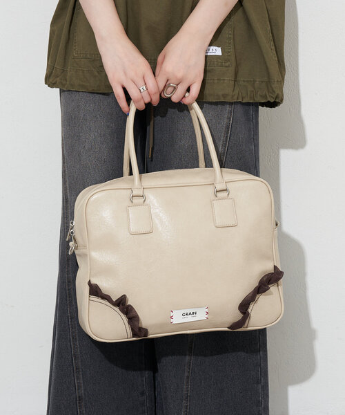 GRAIN（グレイン）の「【GRAIN/グレイン】2WAYヴィンテージチュールボストンバッグ（ショルダーバッグ・レディース・アイボリー/ブラウン/パープル/ブラック・FREE）」の13枚目の写真