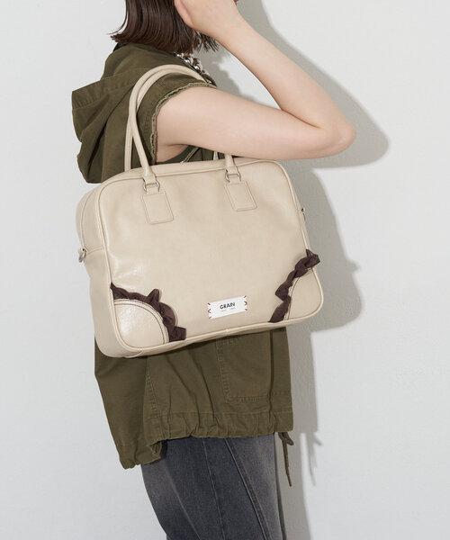 GRAIN/グレイン】2WAYヴィンテージチュールボストンバッグ（ショルダー