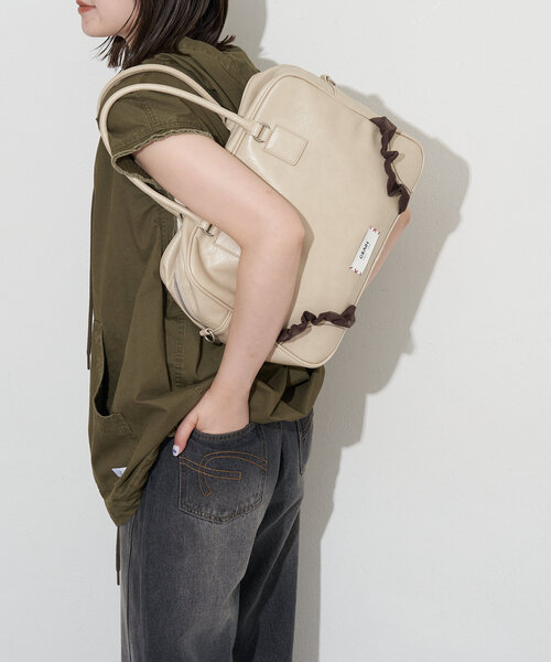 GRAIN（グレイン）の「【GRAIN/グレイン】2WAYヴィンテージチュールボストンバッグ（ショルダーバッグ・レディース・アイボリー/ブラウン/パープル/ブラック・FREE）」の15枚目の写真