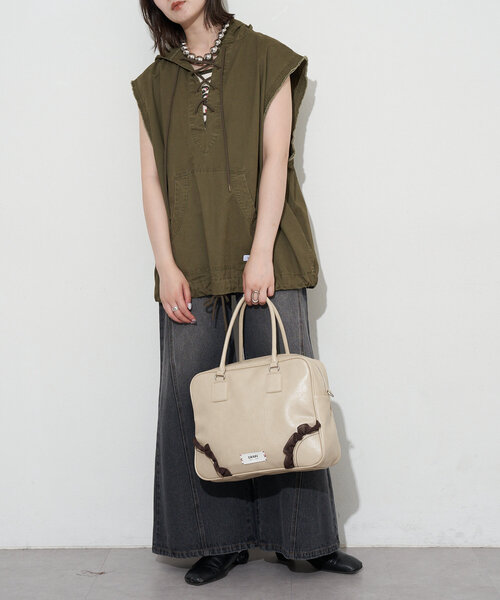 GRAIN（グレイン）の「【GRAIN/グレイン】2WAYヴィンテージチュールボストンバッグ（ショルダーバッグ・レディース・アイボリー/ブラウン/パープル/ブラック・FREE）」の18枚目の写真