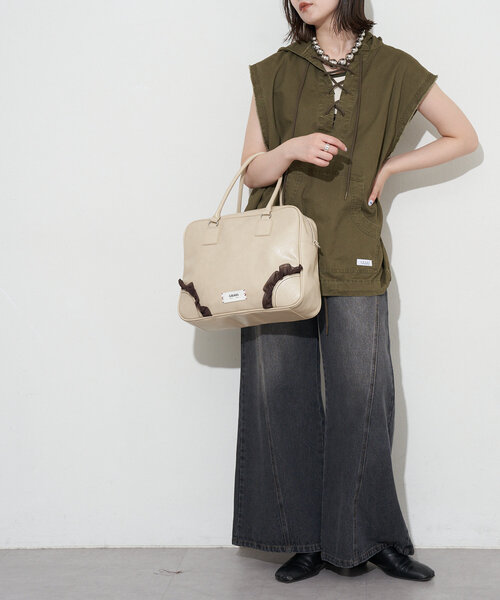 GRAIN（グレイン）の「【GRAIN/グレイン】2WAYヴィンテージチュールボストンバッグ（ショルダーバッグ・レディース・アイボリー/ブラウン/パープル/ブラック・FREE）」の19枚目の写真