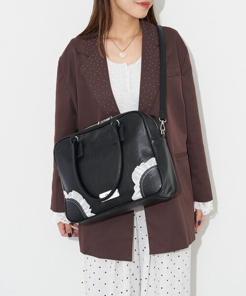 GRAIN（グレイン）の「【GRAIN/グレイン】2WAYヴィンテージチュールボストンバッグ（ショルダーバッグ・レディース・アイボリー/ブラウン/パープル/ブラック・FREE）」の22枚目の写真