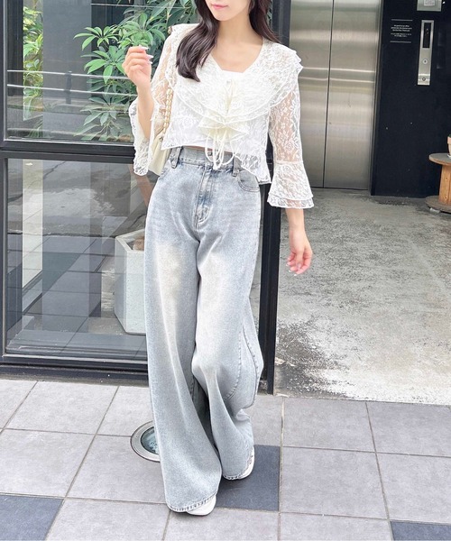 INGNI（イング）の「レースフリルリボンブラウス（シャツ/ブラウス・レディース・ブラック/アイボリー・M）」の13枚目の写真