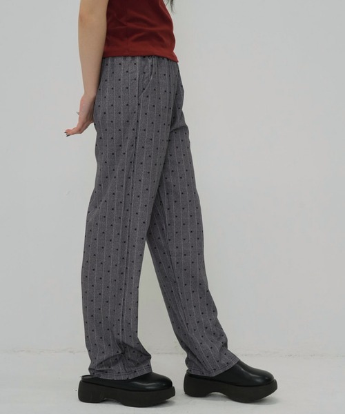 PATTERN ON PATTERN PANTS ストレートパンツ スラックス セール】【zozo限定】ハートドット ストライプ ストレートパンツ