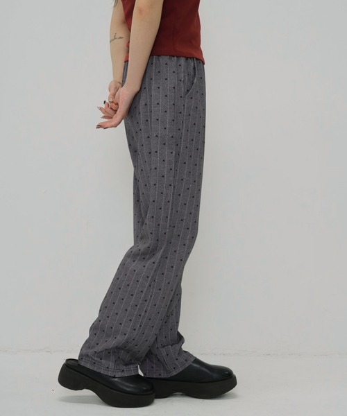 セール】【zozo限定】ハートドット ストライプ ストレートパンツ