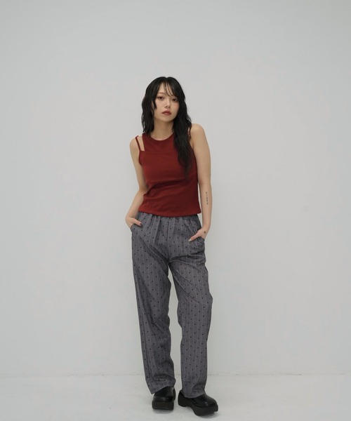セール】【zozo限定】ハートドット ストライプ ストレートパンツ