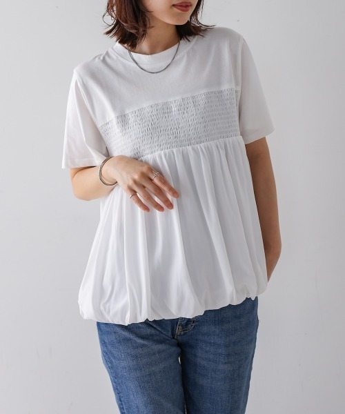 Bou Jeloud（ブージュルード）の「裾バルーンプルオーバー（Tシャツ/カットソー・レディース・ホワイト/ブラック・FREE）」の5枚目の写真
