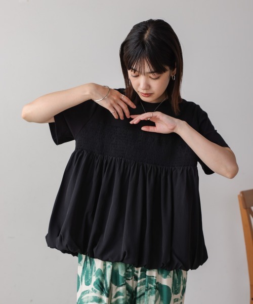 Bou Jeloud（ブージュルード）の「裾バルーンプルオーバー（Tシャツ/カットソー・レディース・ホワイト/ブラック・FREE）」の21枚目の写真