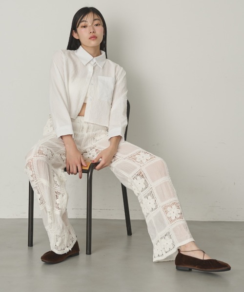 full/fill. フラワークロシェパッチワークパンツ　8/1まで出品 セール】フラワークロシェパッチワークパンツ（その他パンツ
