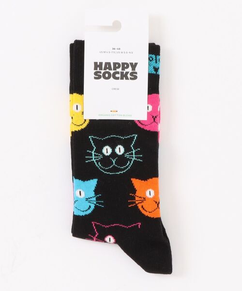 Happy Socks(ハッピーソックス)の「◆Happy Socks◆ CAT Design sock(ソックス/靴下・レディース・ブラック/ブラック系その他/ホワイト・MEDIUM/SMALL)」の3枚目の写真